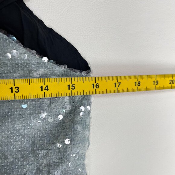 $450 NWOT Farm Rio Blue Sequins Anthurium Flowers Slip Maxi Dress Size S - Picture 15 of 16